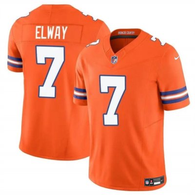 Youth Denver Broncos #7 John Elway Orange F.U.S.E. Mile High Collection 1977 Throwback Vapor Limited Stitched Football Jersey