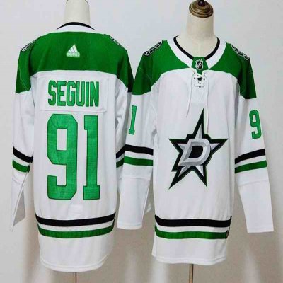 Men's Adidas Dallas Stars #91 Tyler Seguin White Stitched NHL Jersey