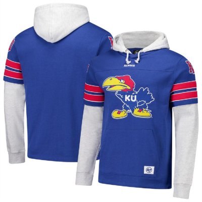 Men's Kansas Jayhawks Royal 2024 '47 Blitz Cornerback Lacer Pullover Hoodie