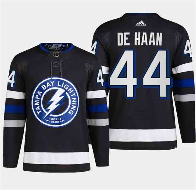 Men's Tampa Bay Lightning #44 Calvin de Haan Black Alternate Premier Breakaway Stitched Jersey