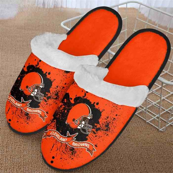 Men's Cleveland Browns Team Logo Staycation Slippers/Shoes(Pls check description for details) 001