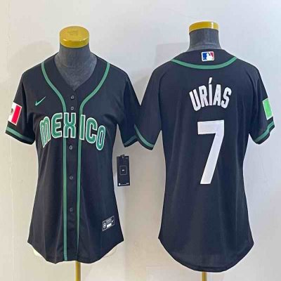 Youth Mexico Baseball #7 Julio Ur'as 2023 Black World Baseball Classic Stitched Jersey