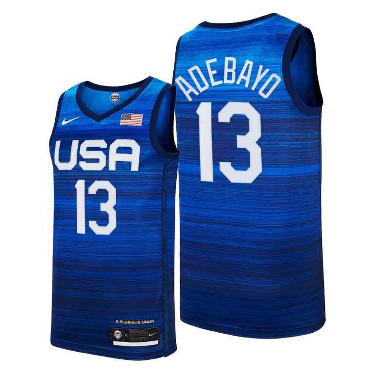 Men's USA Basketball #13 Bam Adebayo 2021 Blue Tokyo Olympics Stitched Away Jersey