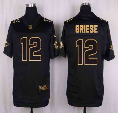 Nike Dolphins #12 Bob Griese Black Men's Stitched NFL Elite Pro Line Gold Collection Jersey