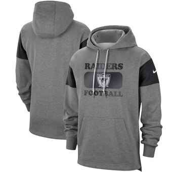 Men's Oakland Raiders 2019 Grey Fan Gear Historic Pullover Hoodie