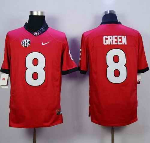 Bulldogs #8 A.J. Green Red Stitched NCAA Jersey