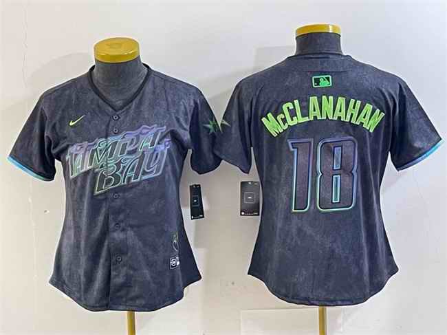 Women's Tampa Bay Rays #18 Shane McClanahan Charcoal 2024 City Connect Limited Stitched Baseball Jersey(Run Small)