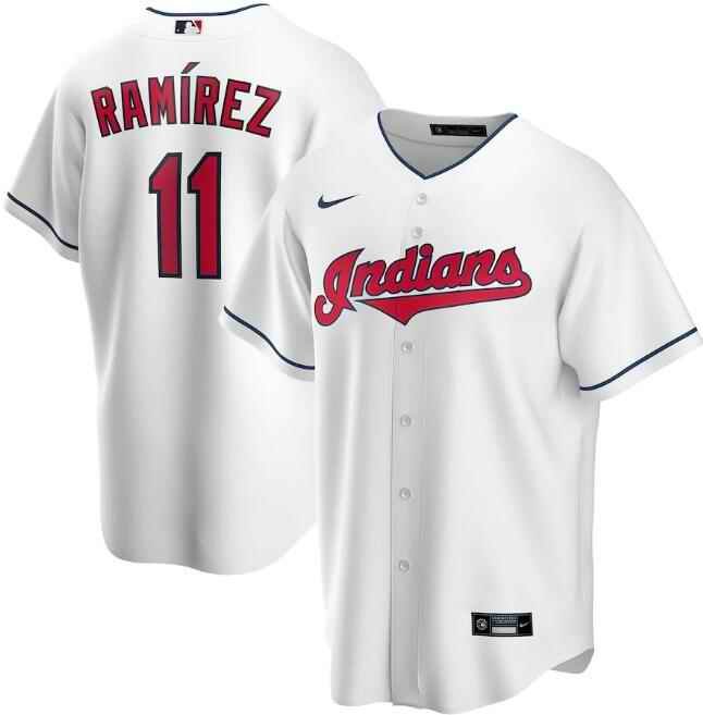 Men's Cleveland Indians #11 Jos' Ram'rez White Cool Base Stitched Jersey