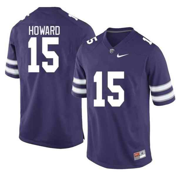 Men's Kansas State Wildcats #15 Will Howard Purple Vapor Stitched  Jersey