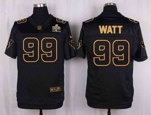 Nike Texans #99 J.J. Watt Black Men's Stitched NFL Elite Pro Line Gold Collection Jersey