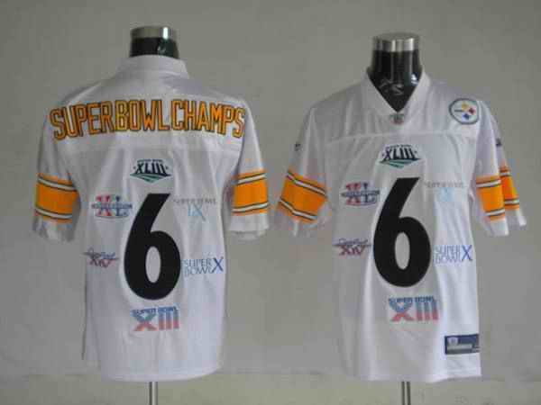 Steelers 6 Super Bowl Champion Patch White Stitched Youth NFL Jersey