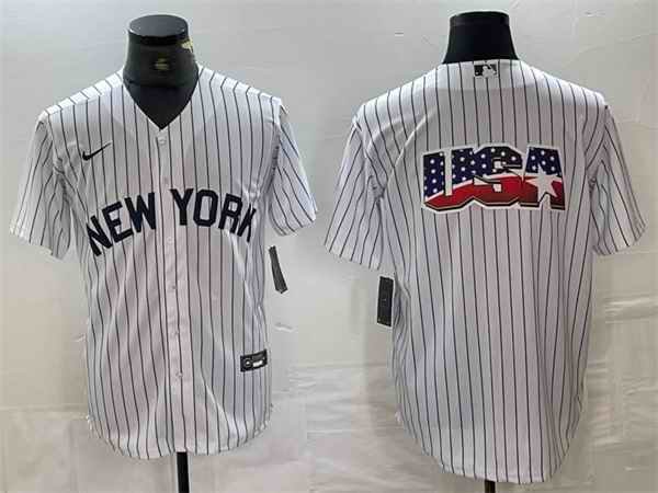 Men's New York Yankees Team Big Logo White Cool Base Stitched Baseball Jersey