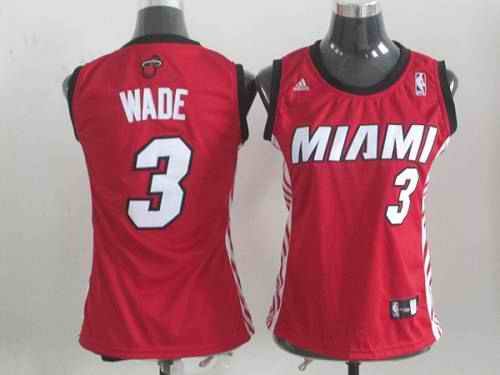 Heat #3 Dwyane Wade Red Women's Alternate Stitched NBA Jersey