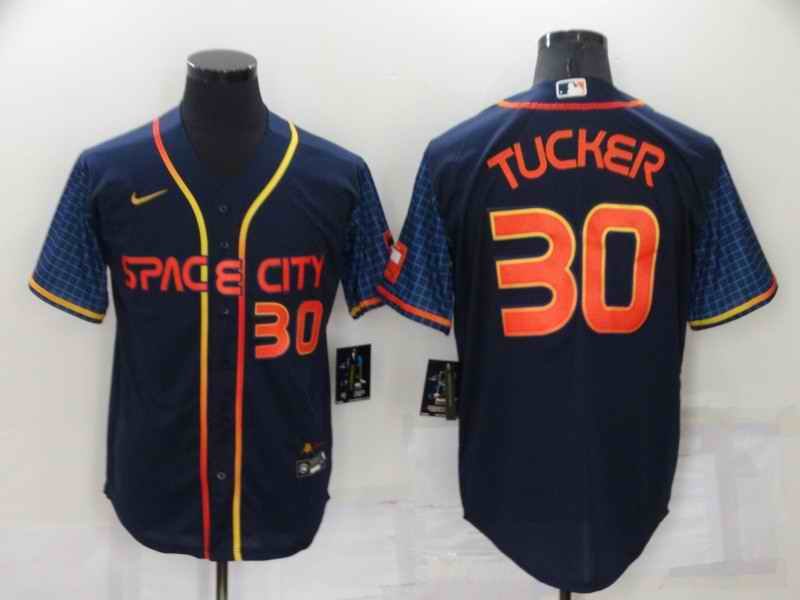 Men's Houston Astros #30 Kyle Tucker 2022 Navy City Connect Cool Base Stitched Jersey