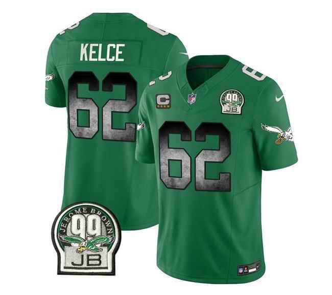 Men's Philadelphia Eagles #62 Jason Kelce Green 2023 F.U.S.E. With 4-star C Patch Throwback Vapor Untouchable Limited Stitched Football Jersey