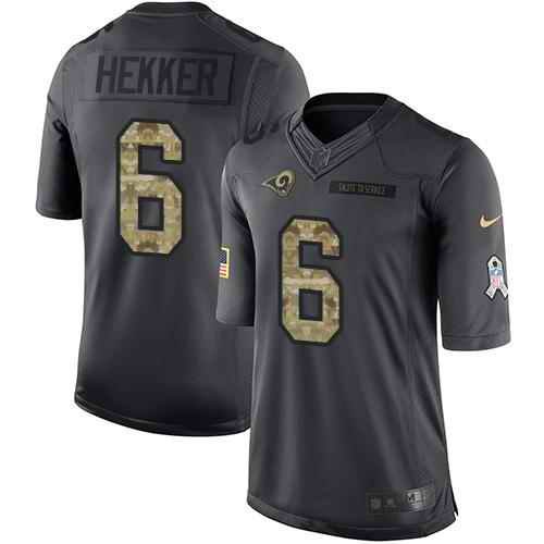 Nike Rams #6 Johnny Hekker Black Men's Stitched NFL Limited 2016 Salute to Service Jersey