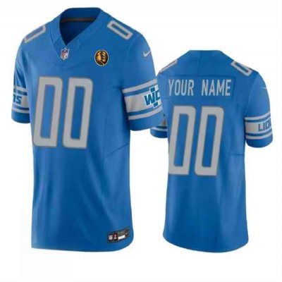 Men's Detroit Lions Active Player Custom Blue 2023 F.U.S.E. With John Madden Patch Vapor Limited Stitched Football Jersey