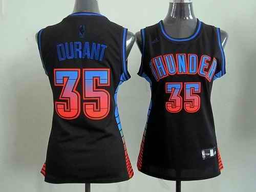 Thunder #35 Kevin Durant Black Women's Vibe Stitched NBA Jersey