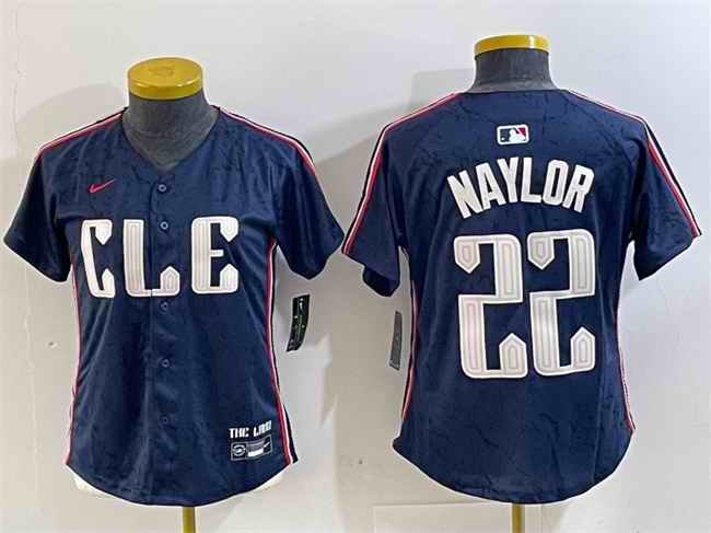 Women's Cleveland Guardians #22 Josh Naylor Navy 2024 City Connect Stitched Baseball Jersey(Run Small)