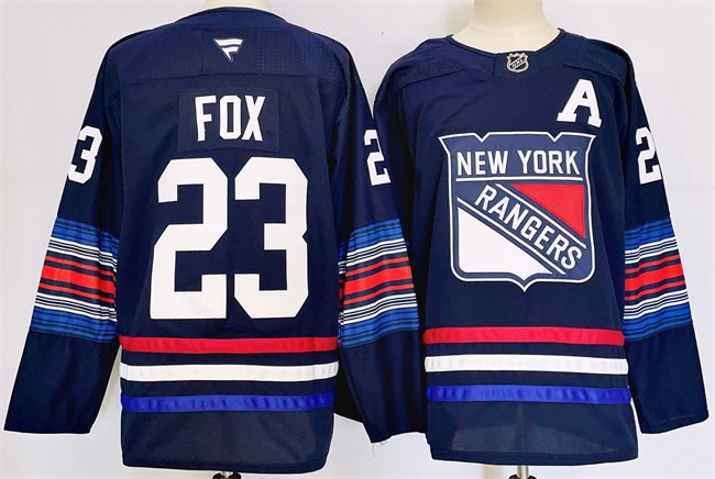 Men's New York Rangers #23 Adam Fox Navy 2024-25 Stitched Jersey