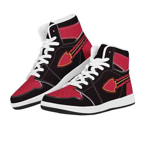 Women's Kansas City Chiefs High Top Leather AJ1 Sneakers 001