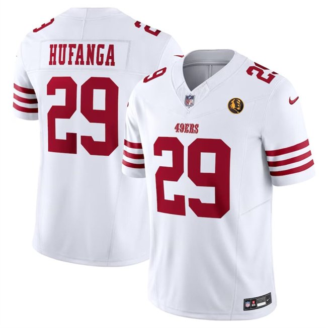 Men's San Francisco 49ers #29 Talanoa Hufanga White 2023 F.U.S.E. With John Madden Patch Vapor Limited Stitched Football Jersey