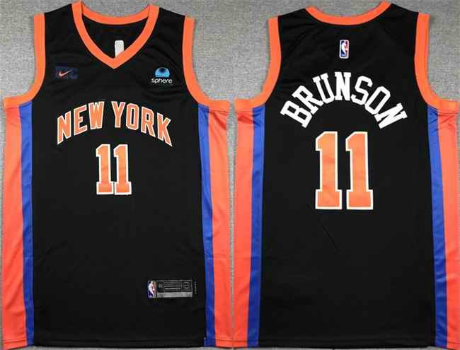 Men's New Yok Knicks #11 Jalen Brunson Black Stitched Basketball Jersey