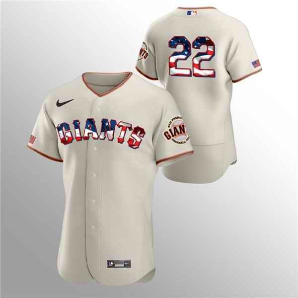 Men's San Francisco Giants #22 Will Clark Cream 2020 Stars & Stripes Flex Base Stitched Jerse