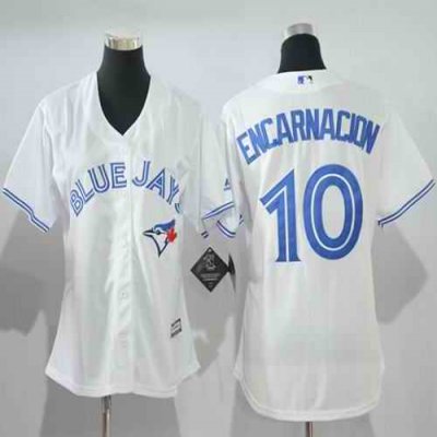 Blue Jays #10 Edwin Encarnacion White Women's Home Stitched MLB Jersey