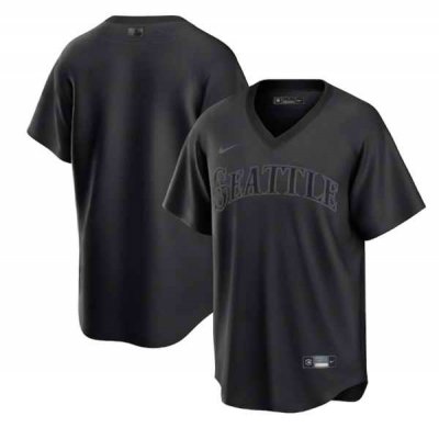 Men's Seattle Mariners Blank Black Pitch Black Fashion Replica Stitched Jersey