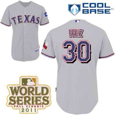 Rangers #30 Naftali Feliz Grey Cool Base 2011 World Series Patch Stitched MLB Jersey