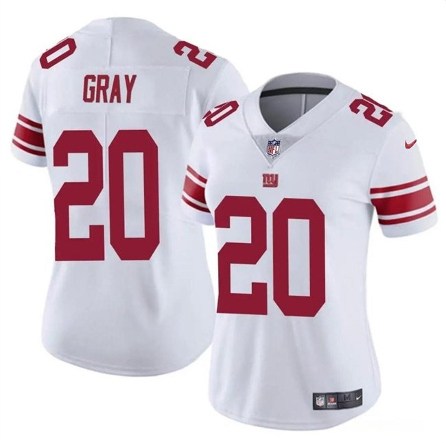 Women's New York Giants #20 Eric Gray White Vapor Stitched Jersey(Run Small)