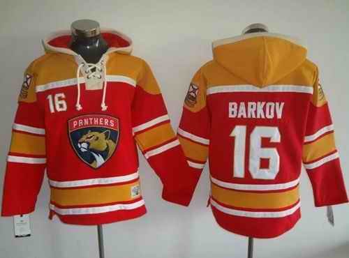 Panthers #16 Aleksander Barkov Red/Gold Sawyer Hooded Sweatshirt Stitched NHL Jersey