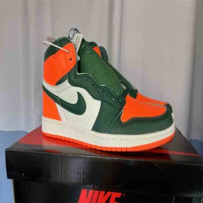 Men's Running Weapon Air Jordan 1 Green/White/Orange Shoes 0574