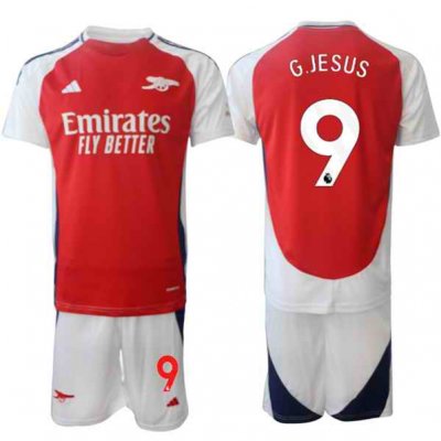 Men's Arsenal F.C #9 Gabriel Jesus Red 24/25 Home Soccer Jersey Suit