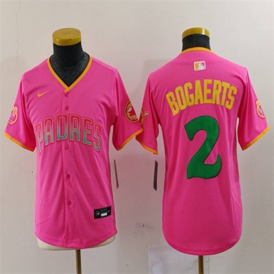 Youth San Diego Padres #2 Xander Bogaerts Pink Stitched Baseball Jersey