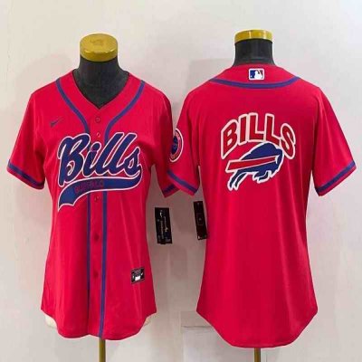 Youth Buffalo Bills Red Team Big Logo With Patch Cool Base Stitched Baseball Jersey