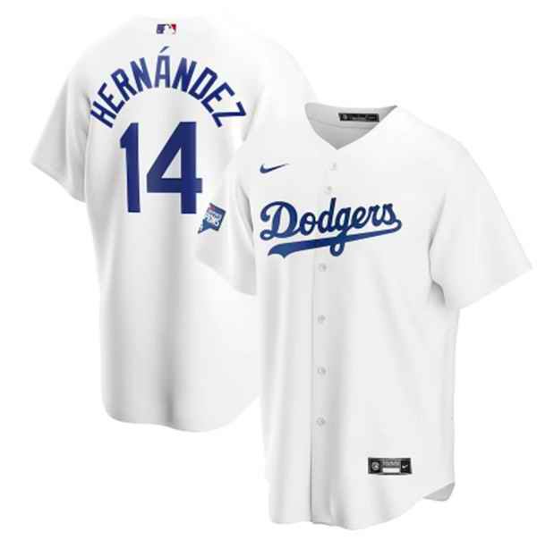 Youth Los Angeles Dodgers #14 Kik' Hern'ndez 2020 White World Series Champions Home Patch Stitched MLB Jersey