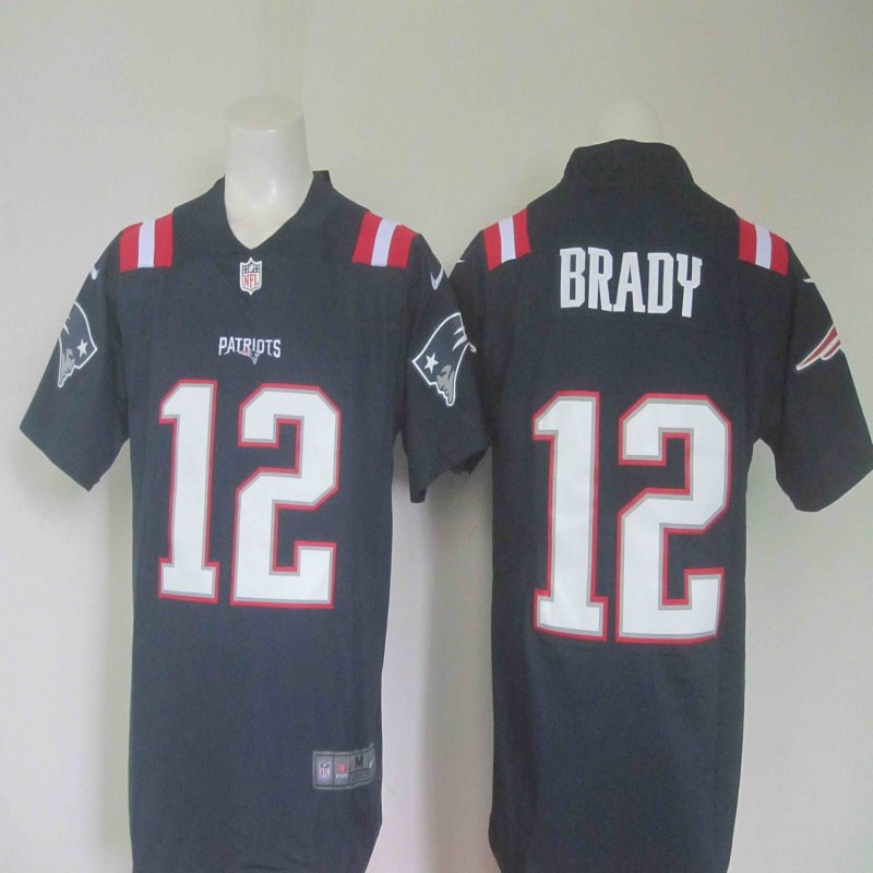 Men's Nike Patriots #12 Tom Brady Navy Limited Rush Stitched NFL Jersey