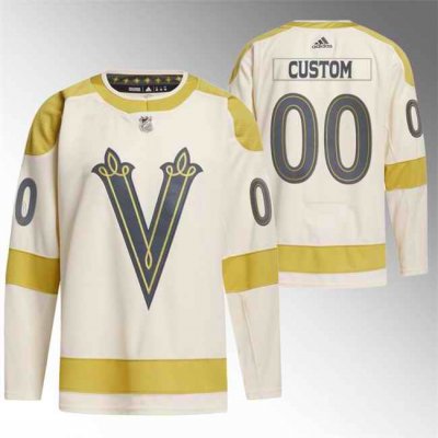 Men's Vegas Golden Knights Custom Cream 2024 Winter Classic Breakaway  Stitched Jersey