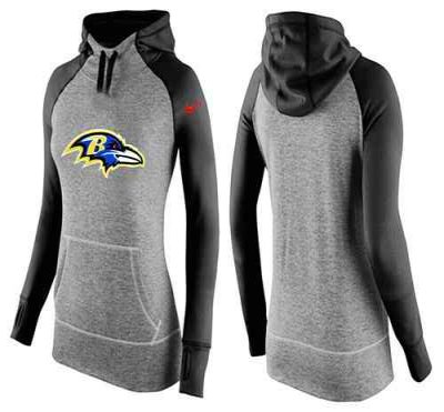 Women's Nike Baltimore Ravens Performance Hoodie Grey & Black_2