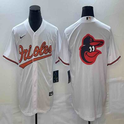 Men's Baltimore Orioles White Team Big Logo Cool Base Stitched Jersey