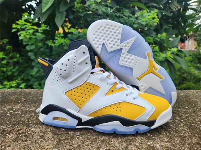 Men's Running Weapon Air Jordan 6 White/Yellow Shoes 062