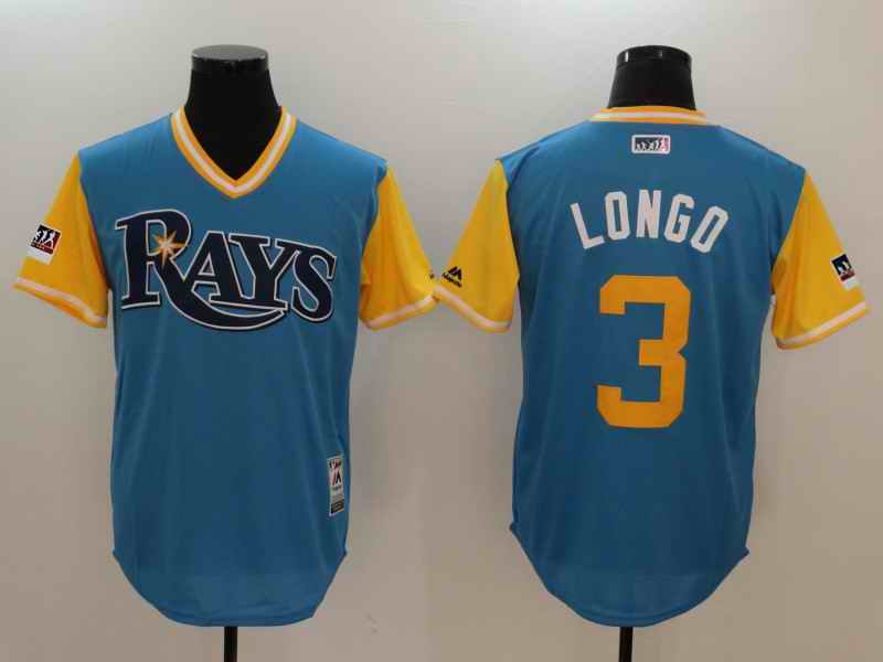 Men's Tampa Bay Rays #3 Evan Longoria Longo Majestic Royal/Light Yellow 2018 Players' Weekend Team Stitched MLB Jersey