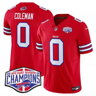 Men's Buffalo Bills #0 Keon Coleman Red F.U.S.E. 2024 AFC East Division Champions Vapor Limited Stitched Football Jersey