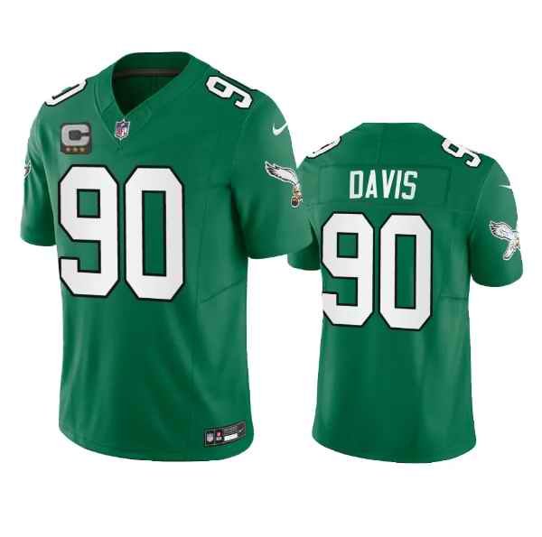 Men's Philadelphia Eagles #90 Jordan Davis Green 2023 F.U.S.E. With 3-star C Patch Vapor Untouchable Stitched Football Jersey