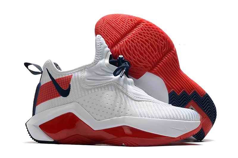 Men's Running weapon LeBron James Soldier 14 White/Red Shoes 047