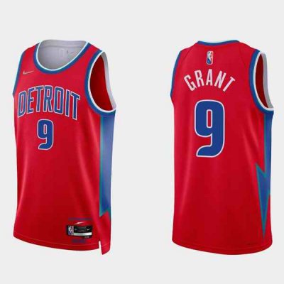 Men's Detroit Pistons #9 Jerami Grant 75th Anniversary Red Stitched Jersey