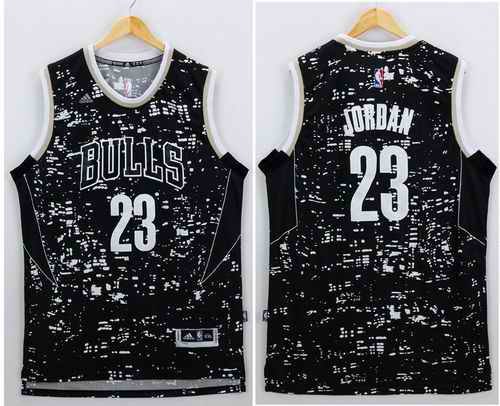 Bulls #23 Michael Jordan Black City Light Stitched NBA Jersey