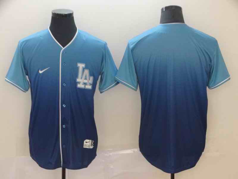 Men's Los Angeles Dodgers Blank Blue Fade Cooperstown Collection Legend Stitched MLB Jersey